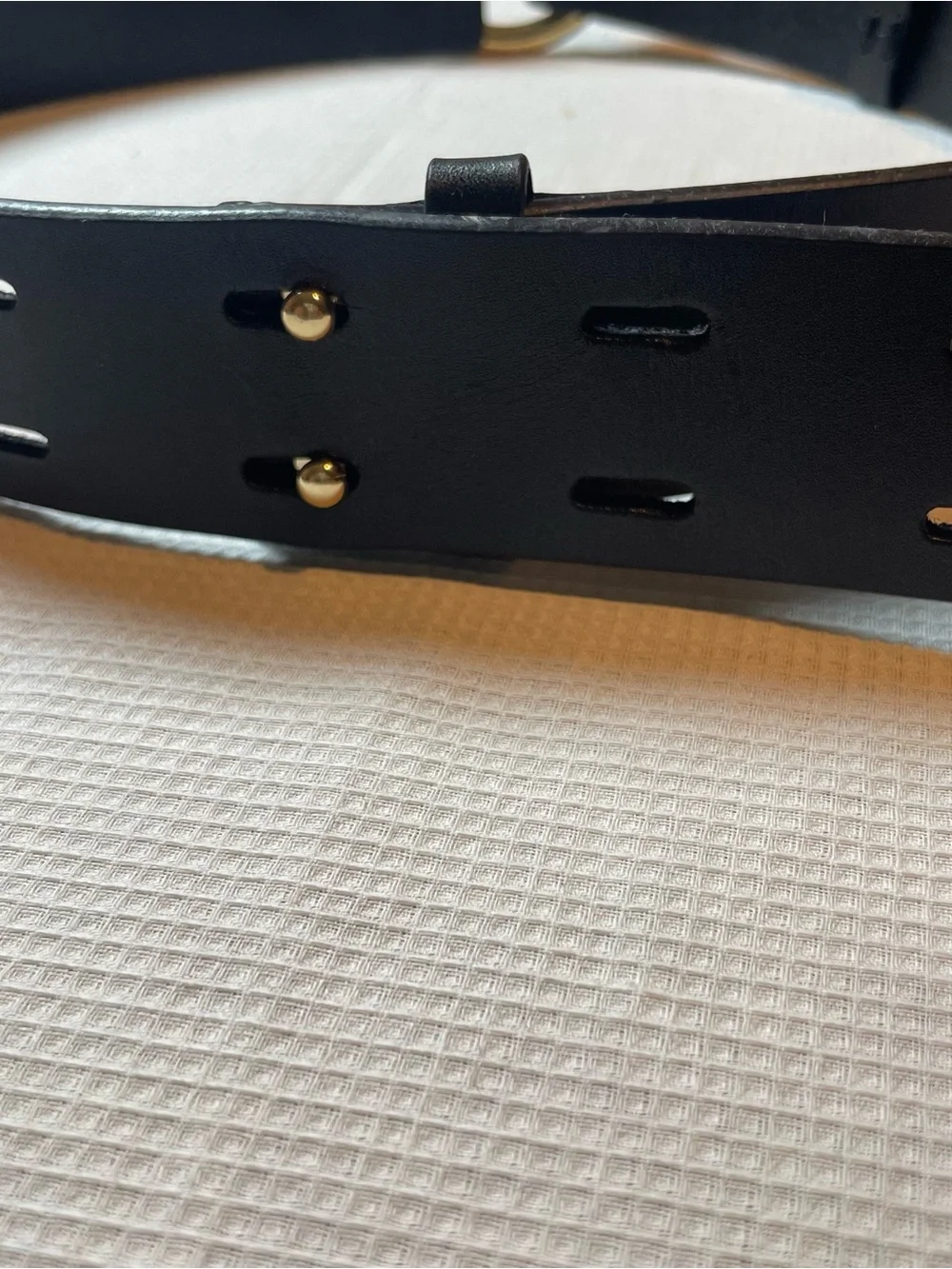 FRAME Noir Black Leather Ring Waist Belt Size S